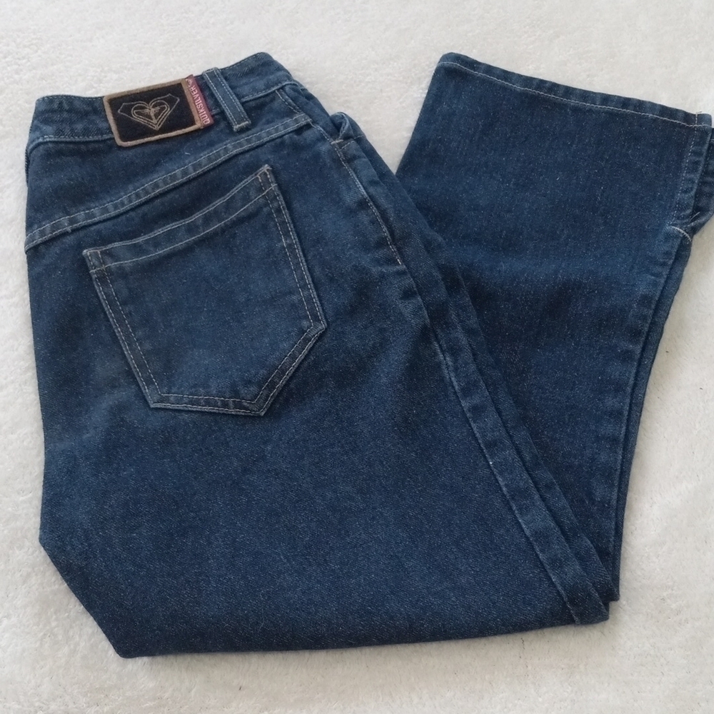 Vintage 90s Y2K Roxy Quicksilver Dark Denim Cropped Jeans